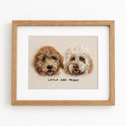 Personalized Rectangle Wool Felt Pet Portrait - Embroidered Wool Art