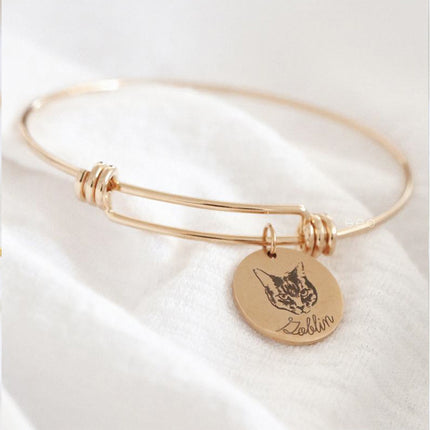 Personalized Pet Portrait and name Bangle