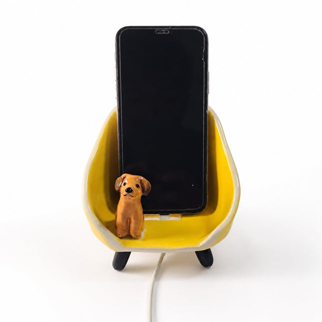 Ceramic Personalized Phone Stand with Custom Pet Figurine