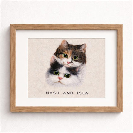 Personalized Rectangle Wool Felt Pet Portrait - Embroidered Wool Art