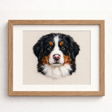 Personalized Rectangle Wool Felt Pet Portrait - Embroidered Wool Art