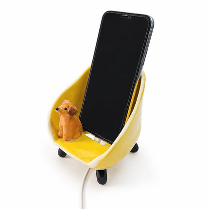 Ceramic Personalized Phone Stand with Custom Pet Figurine