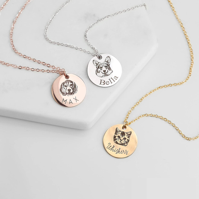 Personalized Pet Portrait and Name Necklace