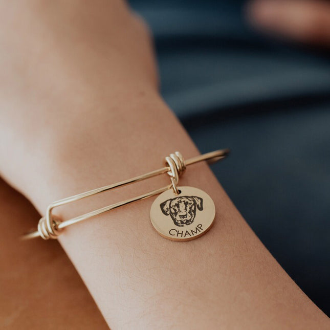 Personalized Pet Portrait and name Bangle
