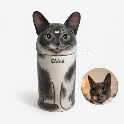 Ceramic Personalized Cat Urn – Pet Memorial Keepsake for Ashes