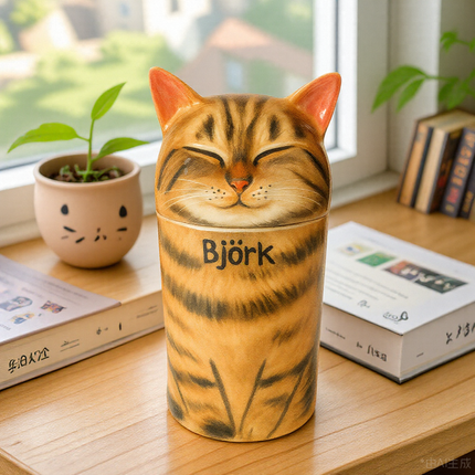 Ceramic Personalized Cat Urn – Pet Memorial Keepsake for Ashes