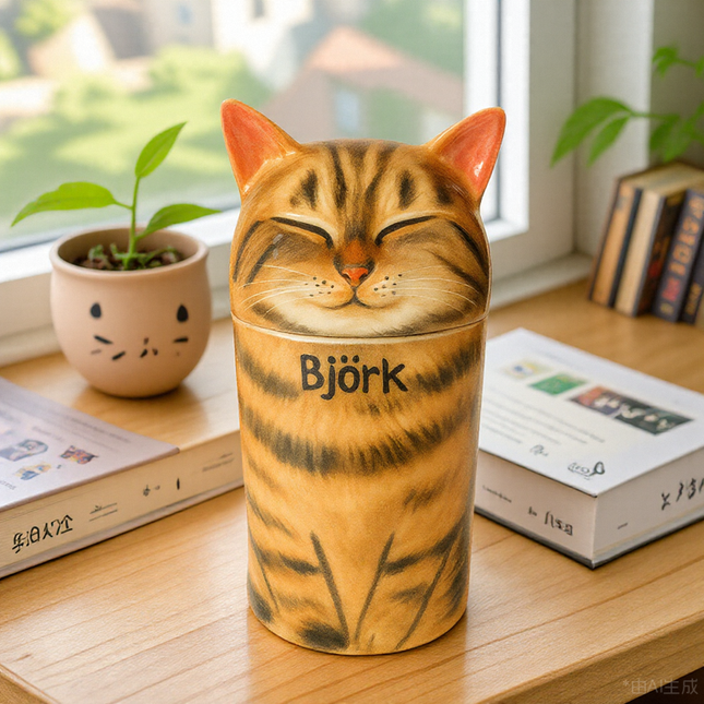Ceramic Personalized Cat Urn – Pet Memorial Keepsake for Ashes