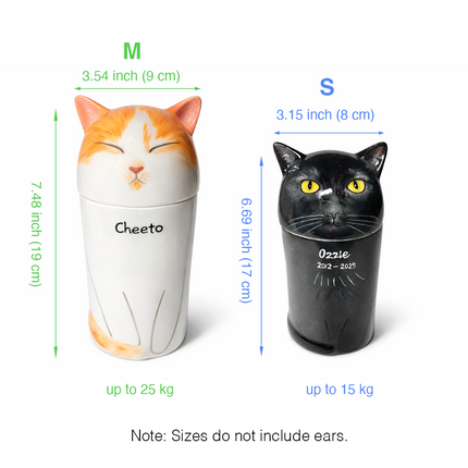 Ceramic Personalized Cat Urn – Pet Memorial Keepsake for Ashes