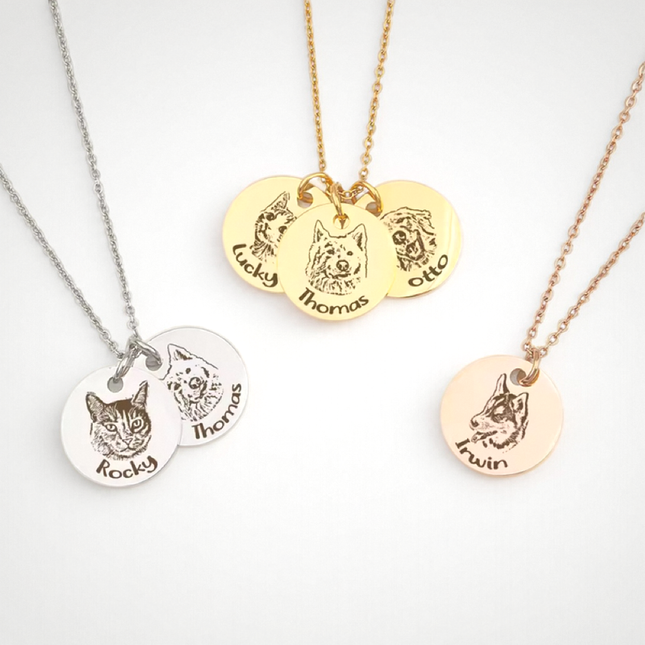 Personalized Pet Portrait and Name Necklace