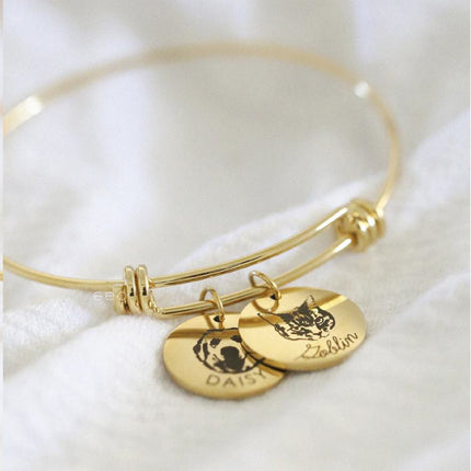 Personalized Pet Portrait and name Bangle