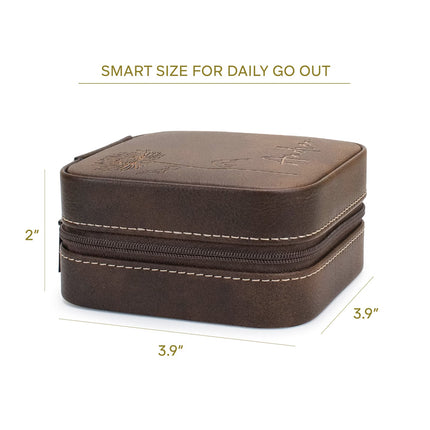 Custom Travel Leather Jewelry Box with Birth Flower Month and Name