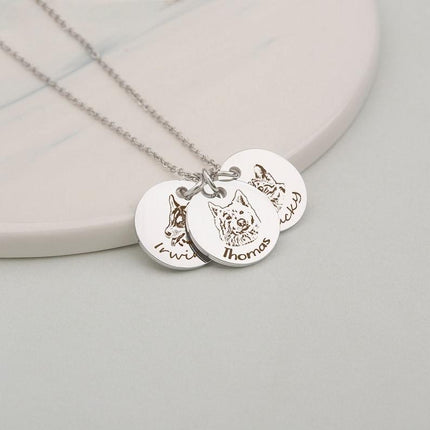 Personalized Pet Portrait and Name Necklace