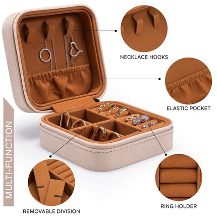 Custom Travel Leather Jewelry Box with Birth Flower Month and Name