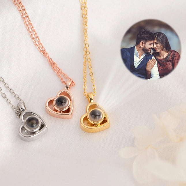 Personalized Heart-Shaped Projection Photo Necklace