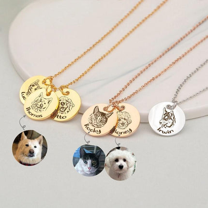 Personalized Pet Portrait and Name Necklace