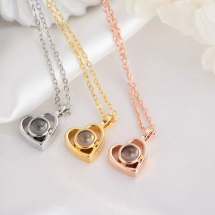 Personalized Heart-Shaped Projection Photo Necklace