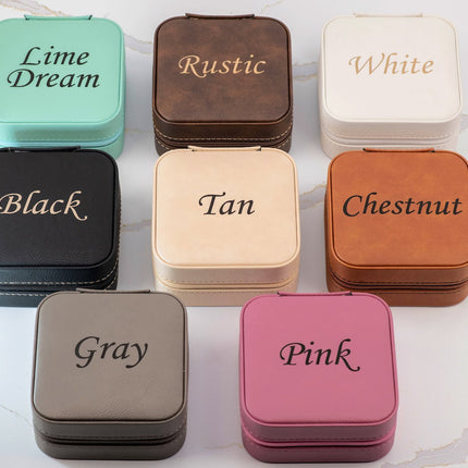 Custom Travel Leather Jewelry Box with Birth Flower Month and Name