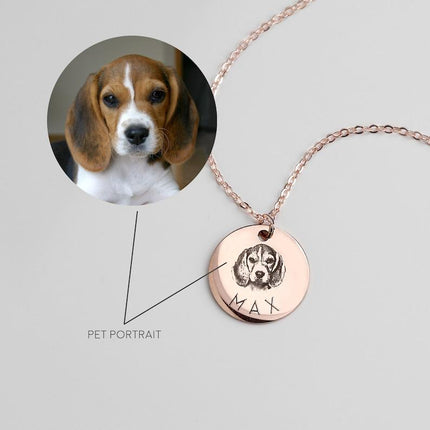 Personalized Pet Portrait and Name Necklace